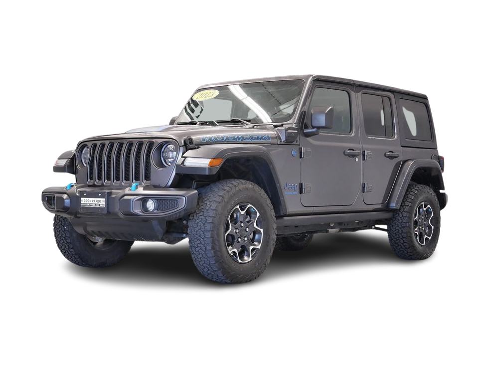Certified 2023 Jeep Wrangler 4xe Rubicon 4XE with VIN 1C4JJXR68PW696390 for sale in Maplewood, Minnesota