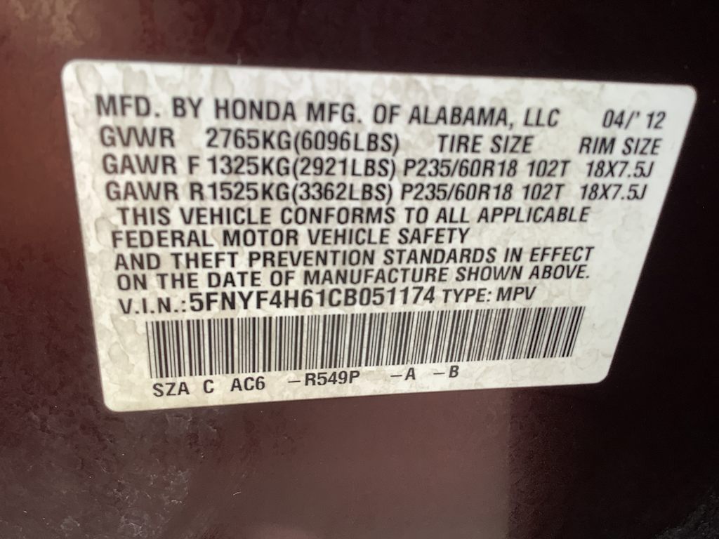 Thumbnail: 2012 Honda Pilot - 19