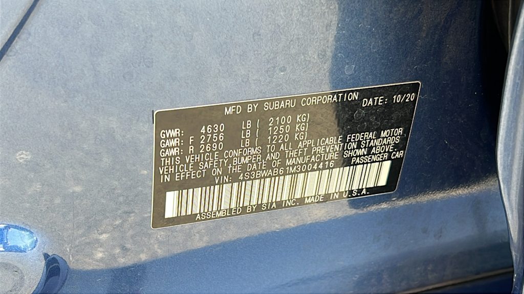 2021 Subaru Legacy Base 19