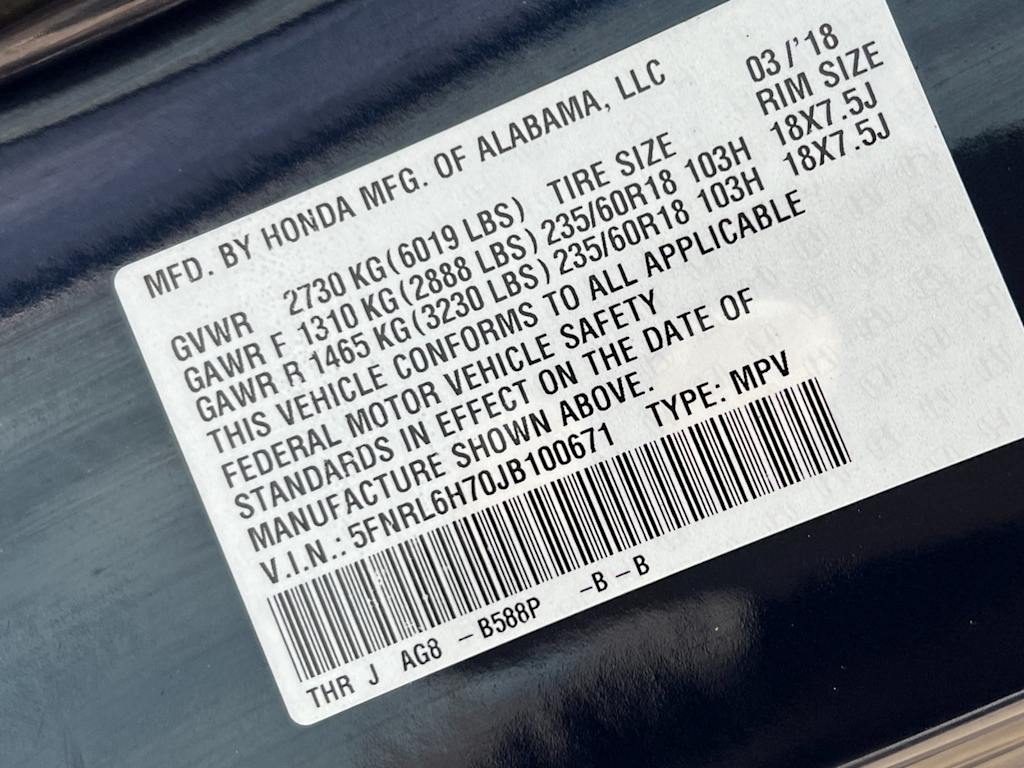 2018 Honda Odyssey EX-L 30