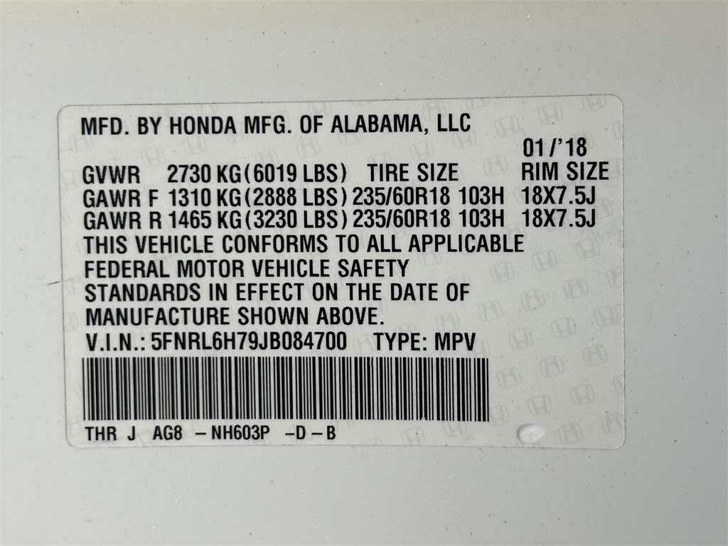 Thumbnail: 2018 Honda Odyssey - 19