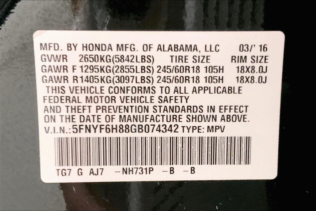 2016 Honda Pilot EX-L 20