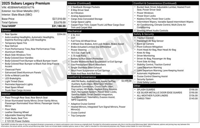 2025 Subaru Legacy Premium 18
