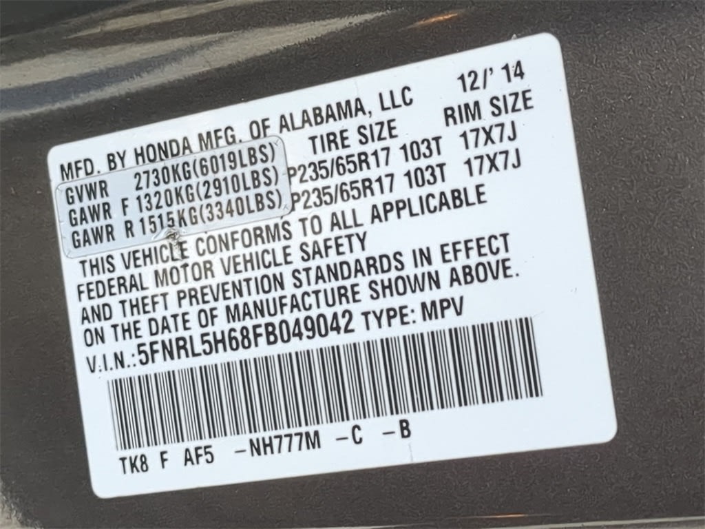 2015 Honda Odyssey EX-L 20
