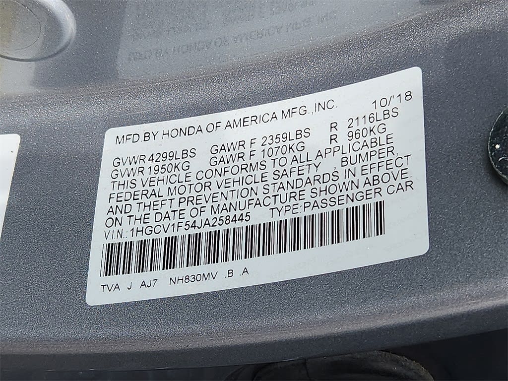 2018 Honda Accord EX-L 16