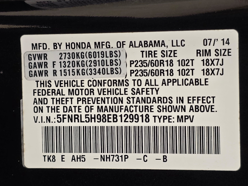 Thumbnail: 2014 Honda Odyssey - 20