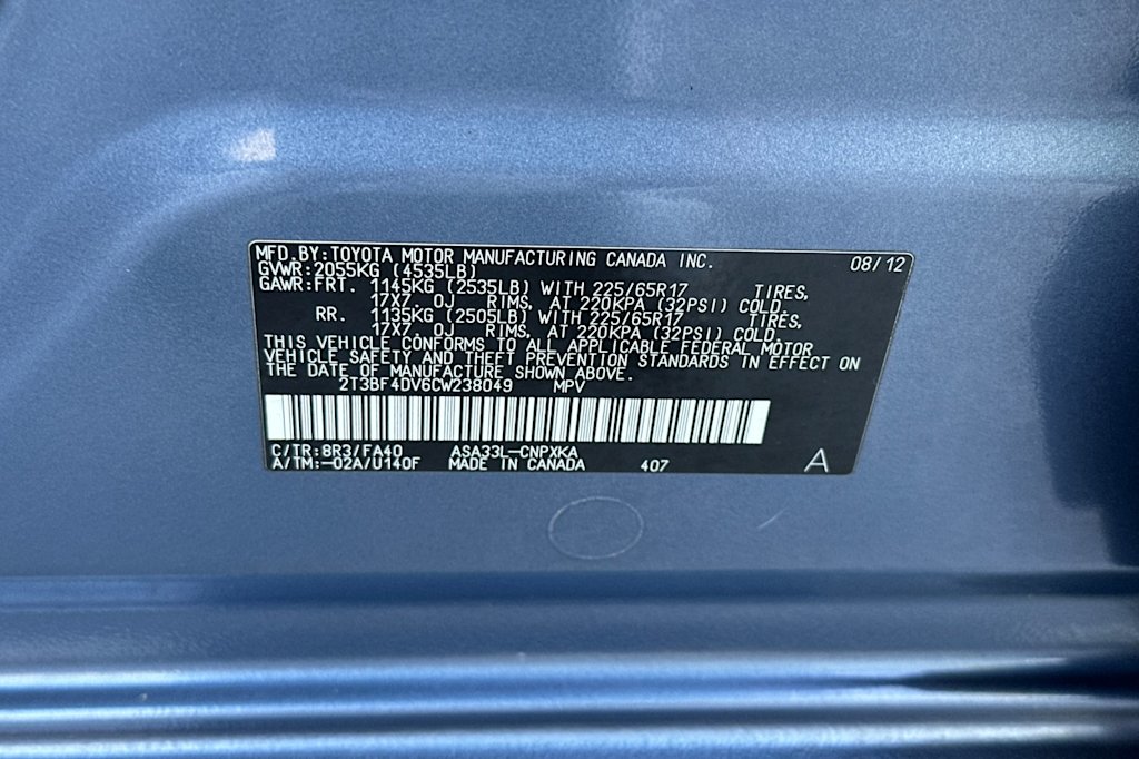 2012 Toyota RAV4 Base 16