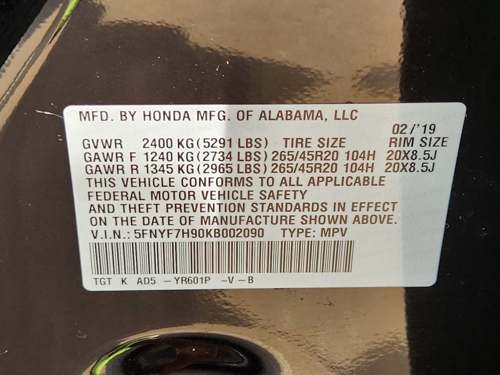 2019 Honda Passport Touring 20