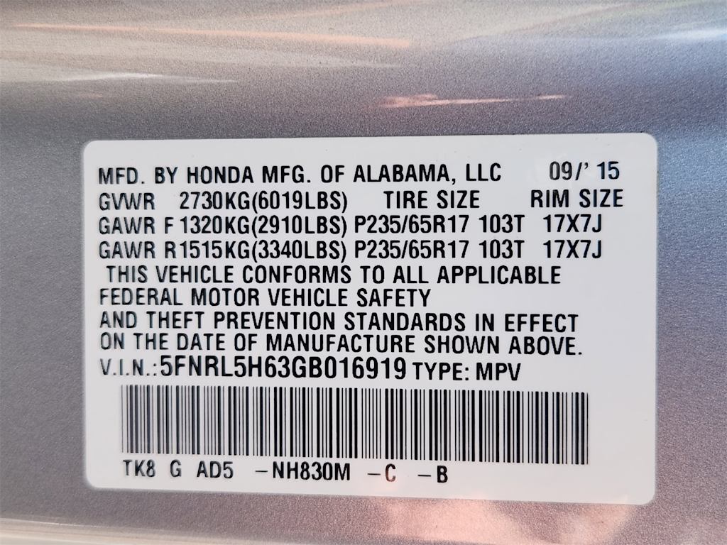 Thumbnail: 2016 Honda Odyssey - 33