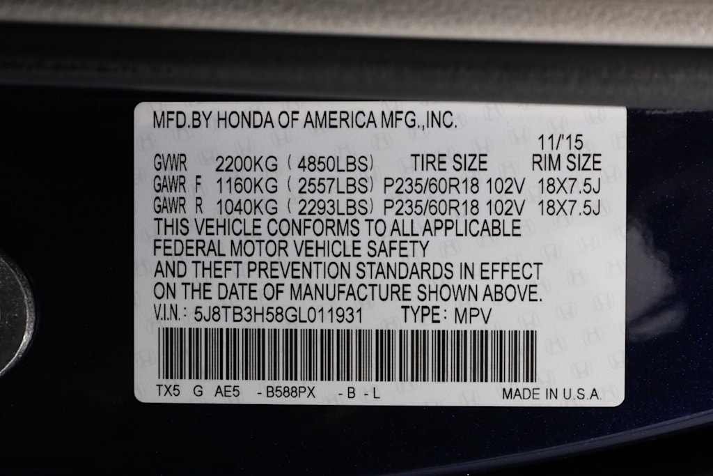 2016 Acura RDX Base 20