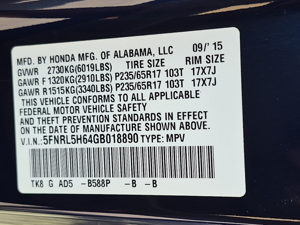 Thumbnail: 2016 Honda Odyssey - 19