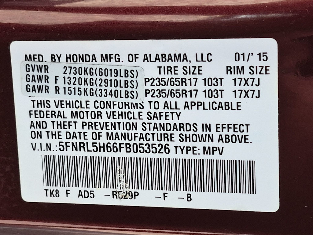 Thumbnail: 2015 Honda Odyssey - 18