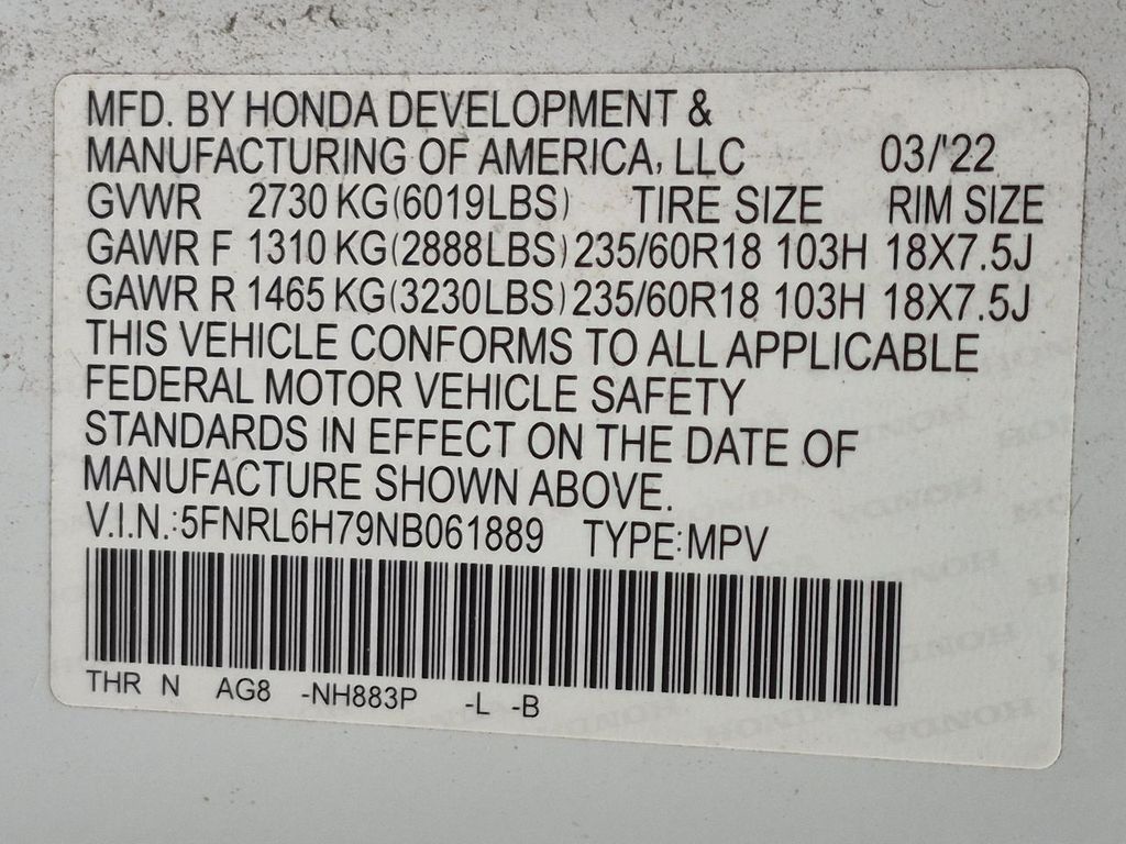 Thumbnail: 2022 Honda Odyssey - 18