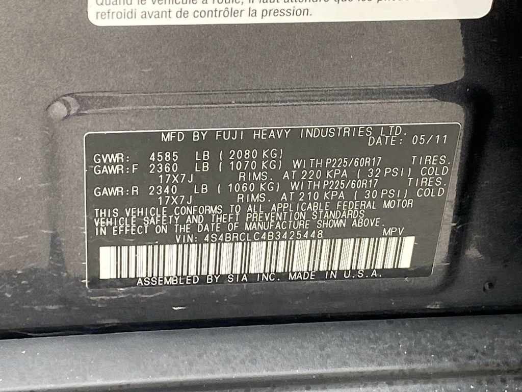 2011 Subaru Outback Limited 19